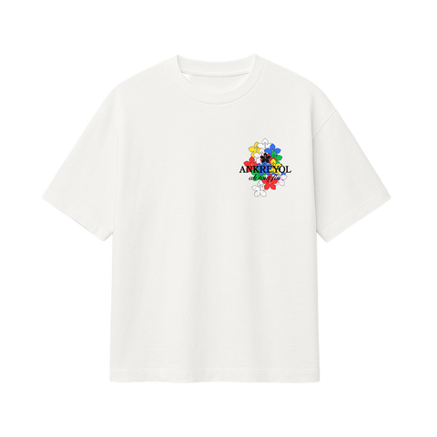 ANKREYÒL  Ak Tout Fòs Multi-Hibiscus Logo Tee